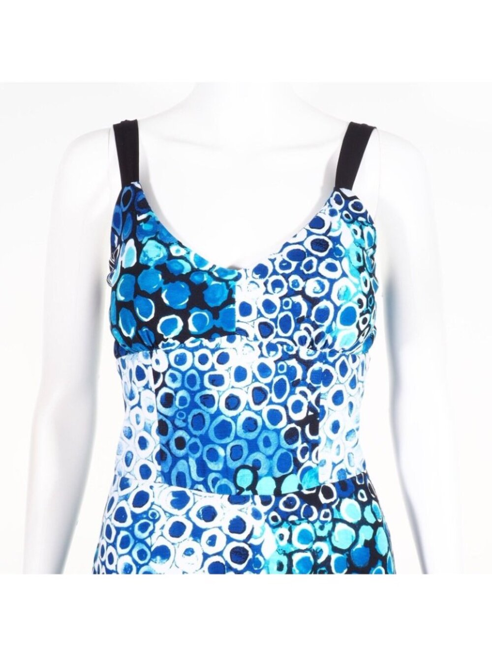 Papillon Blanc Dress Womens Size 4 P A Line Sleeveless Blue Black White Lined - Picture 4 of 10
